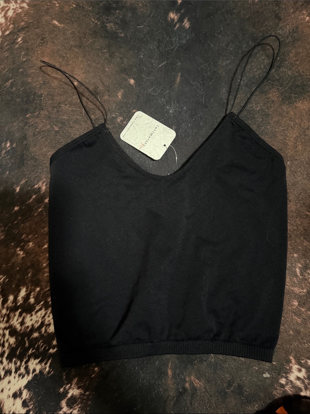 Free People Black V-Neck Spaghetti Strap Crop Cami
